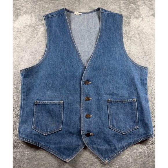 Source Unknown Other - Vtg Denim Vest Mens Large Made USA Button Front Blue Jean Western